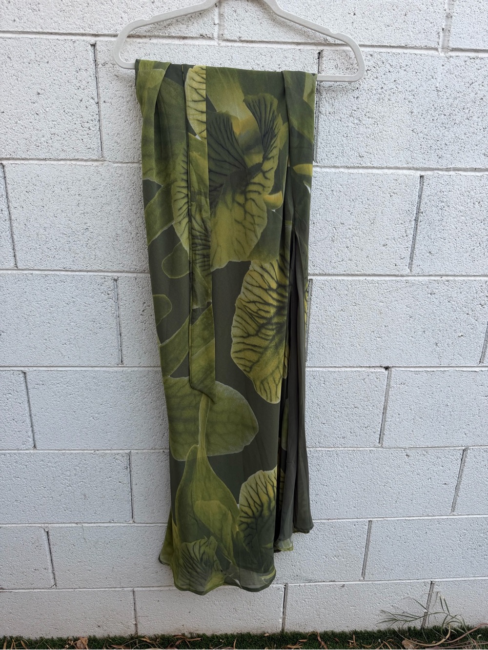 Peppermayo Nettle Maxi Dress Olive Green Floral Strapless Column - Picture 3 of 4